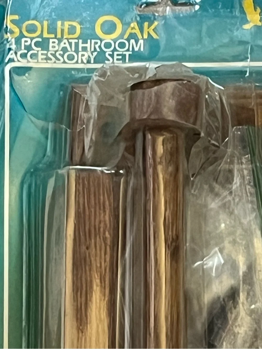 Eagle 4-piece Solid Oak Bathroom Accessory set, towel bar, mounting hardware.